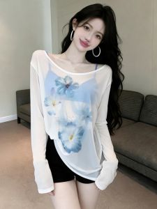 GUZILIAN | American Light Weight UV Protection Casual Loose Print T-Shirt