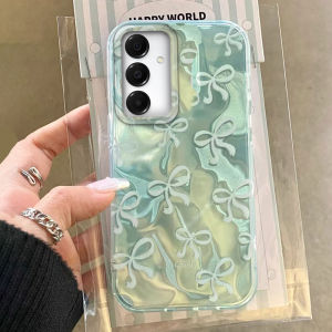 Green Bowknot Love Heart Women Phone Case For Samsung Galaxy A56 A55 A16 A07 A17 A26 A36 A25 A35 A14 A34 A54 A15 A13 A12 Cover