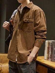 American Retro Workwear Shirt Mens Handsome Loose Casual Cotton Long Sleeve Shirt Autumn Fashion Brand Coat Mens Clothing Tide