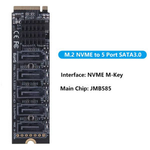 M.2 NVME PCI-E PCIE X4 X8 X16 To 6 Ports 5 Ports 3.0 SATA Adapter Card Riser SATAIII 6Gbps Chassis Server PC Expansion Card