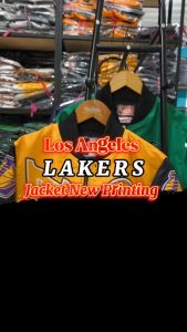 HOCKY Jaket Varsity Bomber Lakers Casual Vintage Full Printing Pria Wanita Terbaru Premium