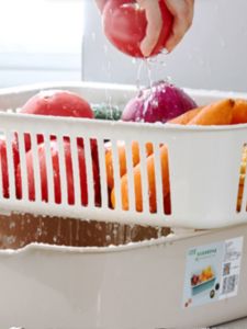 Large Double Layer Kitchen Sink Vegetable Basket Drain Basket Fruit Basket Multi-Functional Kitchen Storage Basket