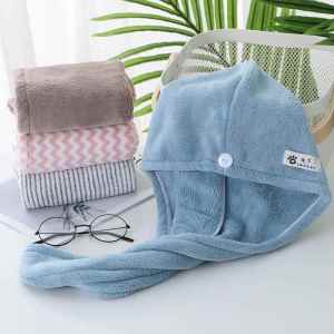 Ultra Absorbent Quick Dry Thickened Bamboo Charcoal Hair Drying Cap Strong Water Absorption No Blow Dry Needed Bath Cap