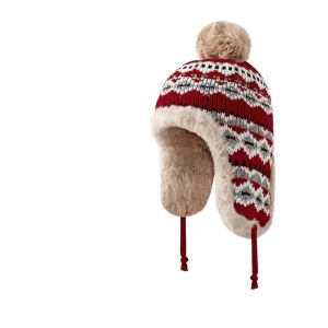 Ethnic Style Jacquard Plush Hat Women Autumn Winter Warm Lei Feng Hat Outdoor Travel Ski Cap Ear Protection Wool Hat