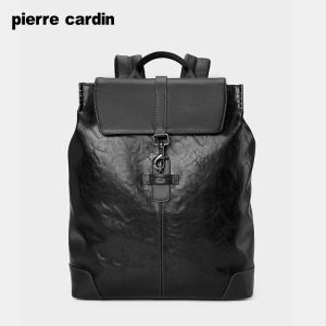 Pierre Cardin | Mens Cowhide Leather Laptop Backpack Large Capacity