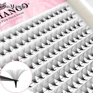 CoMango Sharp Narrow Stem Premade Fan Eyelash Extension 3D 6D 10D 12D 14D 16D Thin Pointy Base Russian Fans Ready Russian Volume
