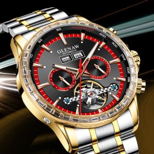 Đồng Hồ Cơ Khí Cao Cấp Dành Cho Nam Glenaw Tự Động Lên Dây Cót Chống Nước Dây Thép Không Gỉ Thời Trang Đa Chức Năng Kiểu Dáng Lặn.