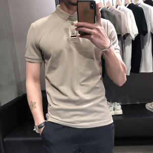 Summer Polo Mens Short-Sleeved Lapel T-shirt K-style Trendy Silm Tops British Handsome Half Sleeve T-shirt Polo Shirt