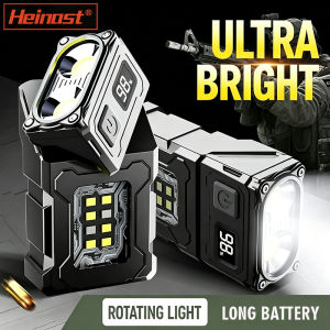 Portable LED Flashlight Super Bright Mini Rechargeable LED Tail Magnet Torch with COB Side Emergency Light for Camping Hiking