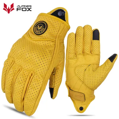 Classic Vinatge Goatskin Motorcycle Gloves Summer Men Perforated Leather Motorbike Motocross Gloves Bicycle Motorcyclist Guantes