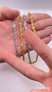 Dây chuyền xoắn titan Vòng cổ titan xoắn vuông màu 18k và vàng trắng dày 4 li TRANGSUCMOILUATUOI.RIN