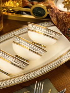 Bộ Đồ Ăn Bằng Gốm Sứ Đế Cao DIY Bộ Đồ Ăn Gia Đình Bát Đựng Cơm Bát Đựng Súp Bát Đựng Mì Khay Đựng Thức Ăn Bằng Gốm Sứ