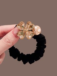 Luxurious Fashion Diamond Four Leaf Clover Hair Ties Womens New Style Elastic Hair Bands Versatile Hair Bands High Elasticity