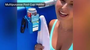 3-in-1 Multifunctional Poolside Storage Rack Household Stand Swimming Pool Hanging Cup Holder Organizer for Cup Phone Towel