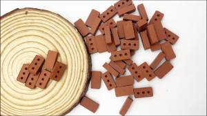 50/150/200 Mini Three-Hole Brick for Garden Greening Micro Building Blocks in Red Model Brick Wall Small Craft Building Blocks