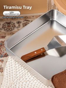 CHUANGSHUNFU | Tiramisu Long Rectangular Baking Tray With Transparent Lid
