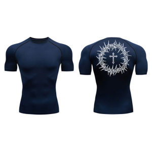 Graphic Compression Shirt for Men Christian Gym Workout Running T-Shirt Tees Tops Athletic Sporty Quick Dry Undershirt Baselayer