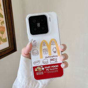 Creative Burger French Fries Acrylic Phone Case for Xiaomi 15 Ultra 14 pro 14 Ultra Protective Cover Couple Style Men Women