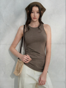 La lune Du ciel | Áo Camisole Giảm Cân Kiểu Dáng Retro Thiết Kế Không Đều Lyocell
