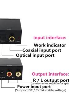 Supports Bluetooth 3.5mm Digital to Analog Audio Converter Suitable for TV Audio Digital Coaxial Fiber Analog Output Converter