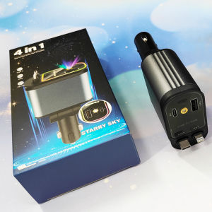 W&O | Sạc Ô Tô 4 Trong 1 Có Thể Thu Gọn Với Đèn Starlight Red 12-24V Tương Thích USB-C & Lightning Dành Cho Nóc Xe