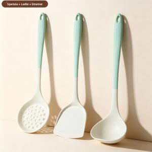COOKER KING | Food Grade Silicone Non-stick Pan Spatula Long Handle Wide Blade Deep Scoop