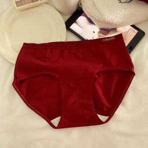 Mens Cotton Underwear Antimicrobial Red Color Triangle Panties Low Waist Design Pure Cotton Fabric Youth Suitable