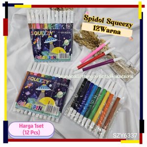 (1SET ISI 12PCS) SPIDOL SQUEESY WARNA WARNI / SPIDOL MEWARNAI / SPIDOL MELUKIS / COLORFUL MARKERS / SZY6337