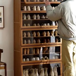 Lemari Rak Sepatu Hitam Sederhana Modern Lemari Foyer Lemari Penyimpanan Pintu Rotan Lemari Masuk