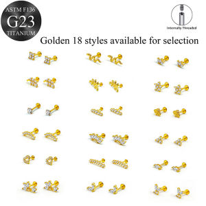 EVISPOL ASTM F136 G23 Titanium Tiny CZ Labret Lip Stud Earring for Women 16G Heart Cartilage Helix Tragus Conch Piercing Jewelry