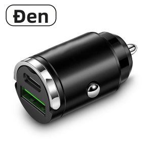 Bộ Sạc Xe Hơi Mini 100W Đa Năng QC3.0 PD Sạc Nhanh 12-24V Cho iPhone Xiaomi Samsung Huawei Có Vòng Kéo Cho Tất Cả Các Mẫu Xe