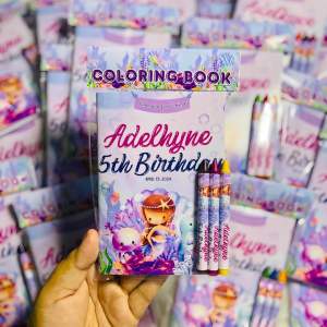 Customized Coloring Book with Crayons Giveaways for Birthdays