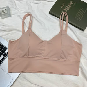 Ice Silk Seamless Sports Bra Womens Thickened Backless Tube Top Strap Vest No Underwire Underwear Matching Bra