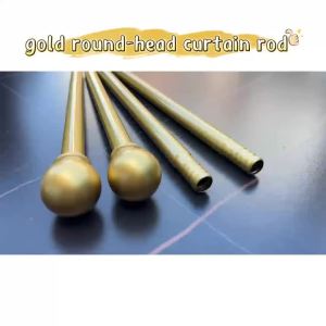 Thanh Rèm Vàng Nhẹ Bền Chắc Đường Kính 0.63 Inch Làm Từ Sắt Ghép Nối Kiểu La Mã Đầu Trang Trí Hình Cầu Nhỏ Lắp Tường/trần Chiều Dài 23-87 Inch Dùng Trang Trí Nhà Cửa