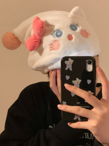 Adorable Cat Dry Hair Cap Womens Super Absorbent Quick Dry Hair Towel Bath Cap Coral Fleece Hair Drying Cap for Adults Students