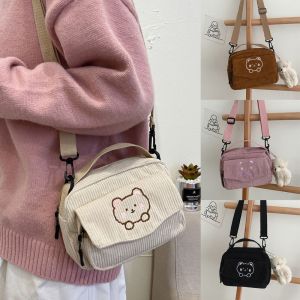MYTHIS Phụ nữ Vải to sợi Phim hoạt hình Gấu In Túi xách Vai Túi Messenger Túi Túi tote học sinh