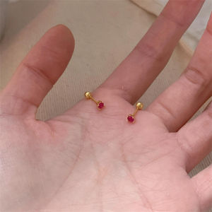 Mini Invisible Pink Zircon Womens Earrings Elegant Small Fashion Jewelry Simple Match All High-End Sensation Ear Rings