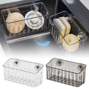 CHENJIE Rotating Sink Drain Racks Multi functional Convenient Bathroom Suction Cup Corner Shelf High Quality Wall Mounted Sponge Holder Kitchen Supplies