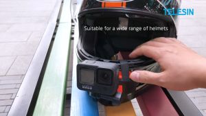 Telesin Action Camera Second Gen Motorcycle Full Face Foldable Helmet Chin Strap Mount for Insta360 DJI Osmo GoPro Akaso SJCAM etc GP-HBM-MT2