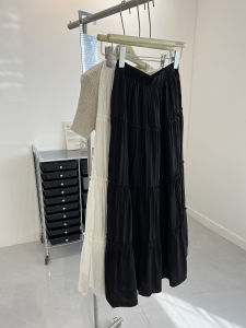 กระโปรงจีบเอวสูงผ้าลูกไม้สีขาว กระโปรงทรงเอเอวสูง กระโปรงทรงเค้กสำหรับผู้หญิง กระโปรงทรงเอทรงเข้ารูปสำหรับฤดูใบไม้ผลิและฤดูร้อน