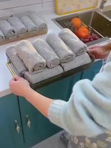 4 Pcs Kitchen Dish Towels Cloths For Washing Dishes Highly Absorbent Cleaning Cloth Fast Drying Tea Towels with Bamboo Charcoal