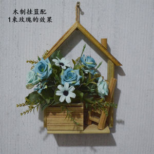 Hoa Quả Treo Tường Bằng Gỗ Baskets Iron Art Vật Liệu Dệt Tre Hoa Nhựa Trang Trí Nhà Cổ Điển Đồ Thủ Công Truyền Thống Trung Quốc