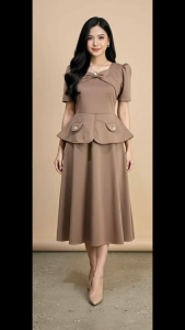 FLOWY JANELLA DRESS SKIRT ZIPPER BACK WITH POCKETAND TIE STRETCHABLE / FABRIC NEOPRENE SIZES XS-SM/MED-LARGE/XL-2XL