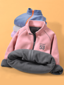 Thickened Fleece Jacket for Children Girls Warm Fleece-Lined Autumn Winter Coat Boys Girls Baby Gilet Sport Style Polyester Fiber