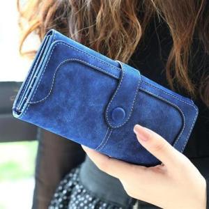 Popular European and American retro frosted PU leather high quality womens handbag multi-card folding buckle Fashion trend long