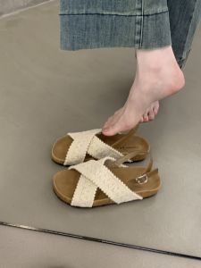 XUJIA | French Vintage Cross Strap Sandals