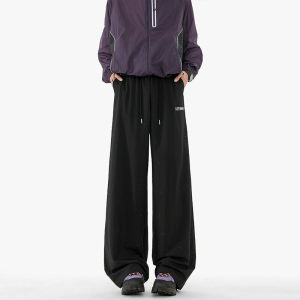 Quần Dài Ống Rộng Thể Thao Mùa Hè Cho Nam Quần Dài Ống Đứng Rộng Rãi Bằng Lụa Băng Quần Dài Thường Ngày Cỡ Lớn Phong Cách Nhật Bản