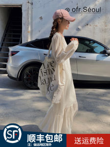 White Long Sleeve Womens Dress Fashionable Loose Fit Korean Style Spring Autumn New Arrival Slimming Knee-Length A-Line Dress