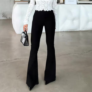 Slimming High Waist Black Straight Leg Pants for Women Commute Fashion Trendy Casual Trousers All Body Types Suitable