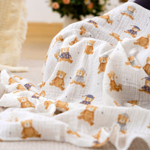 HappyFlute 1PC 100x100cm Muslin Baby Blanket Soft Cotton Swaddle Wrap Comfortable Blanket for Babies